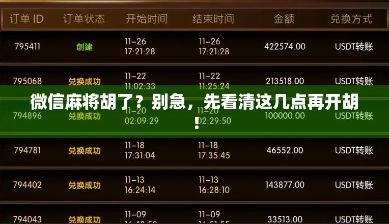 微信麻将胡了？别急，先看清这几点再开胡！