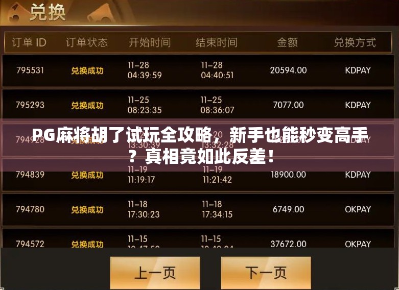 PG麻将胡了试玩全攻略,新手也能秒变高手?真相竟如此反差! PG麻将胡了试玩全攻略,新手也能秒变高手?真相竟如此反差!